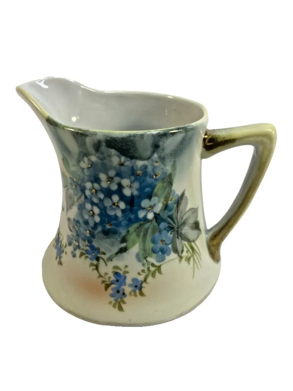 Antique  Nippon Hand Painted Porcelain  Floral Creamer Gold Trim  TE-OK Japan